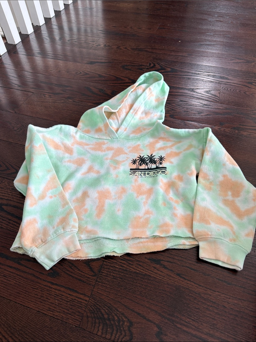 Tie-Dye Crop Hoodie - Mint & Peach